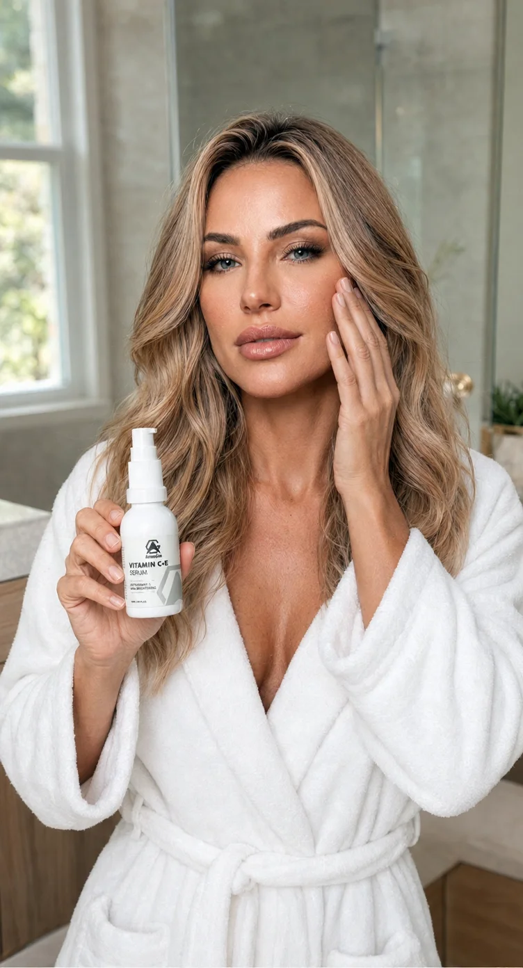 Mulher segurando o Vitamin C+E Serum ArrowGen